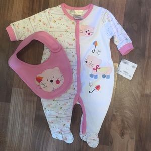 New! Two piece kitty cat baby girl outfit